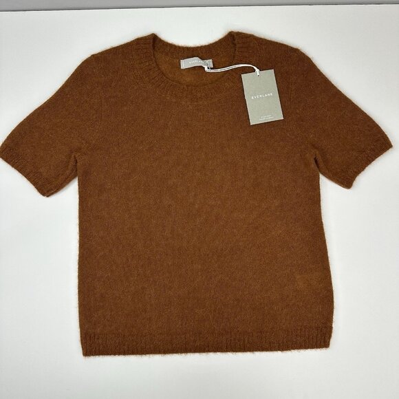 Everlane Women's NWT Brown The Alpaca Wool Short Sleeve Tee Sweater S/C35 - Picture 5 of 13